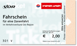 Билет на одну поездку в общественном транспорте Вены