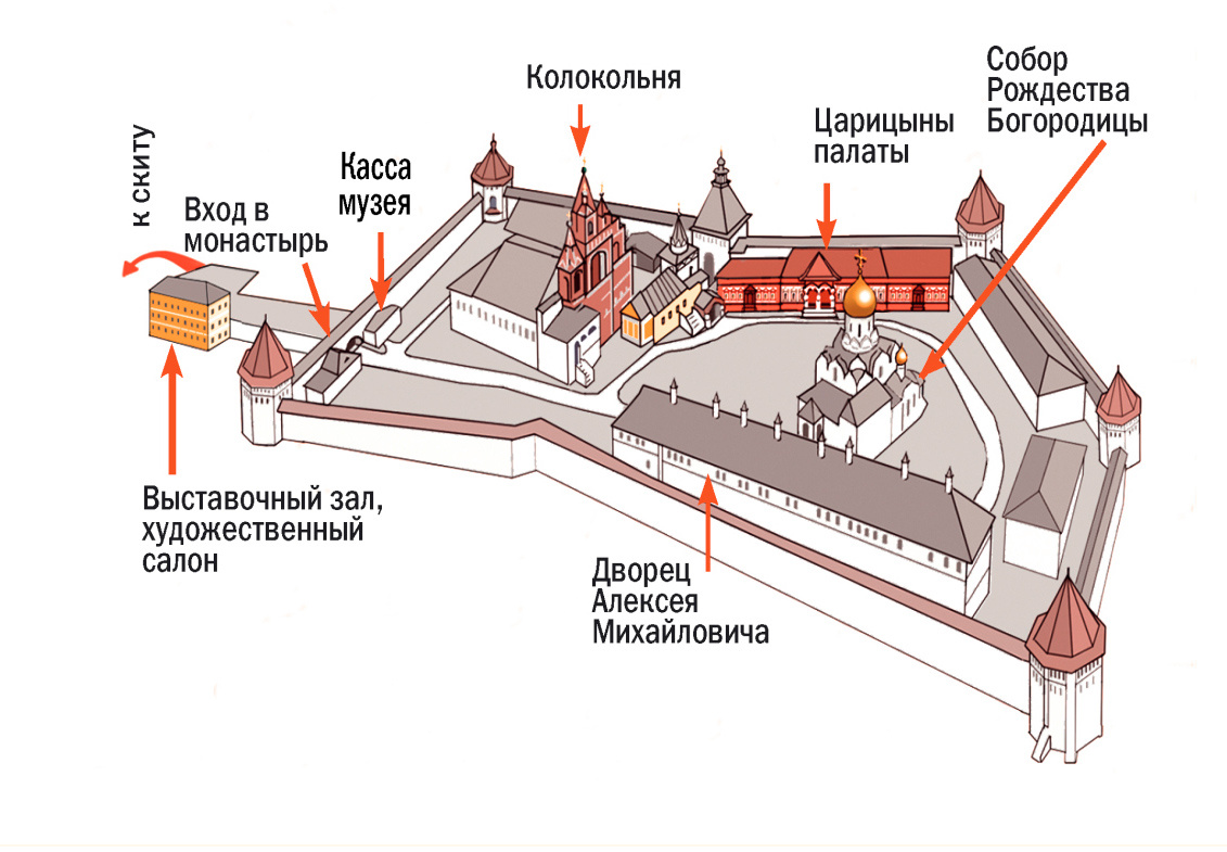 Схема монастыря. Источник http://zvenmuseum.ru/